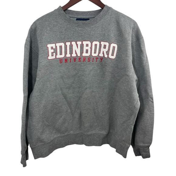 Edinboro University Pullover Crewneck Sweatshirt XL Gray Red College Jansport - Picture 1 of 9